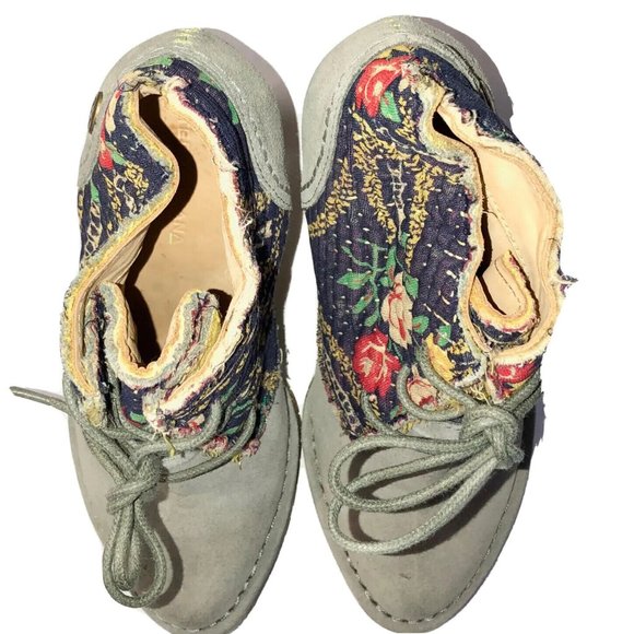 Terra Plana Vegan Anthropologie Boho Multicolor Suede Fabric Heel Booties 6-6.5 - Picture 6 of 12